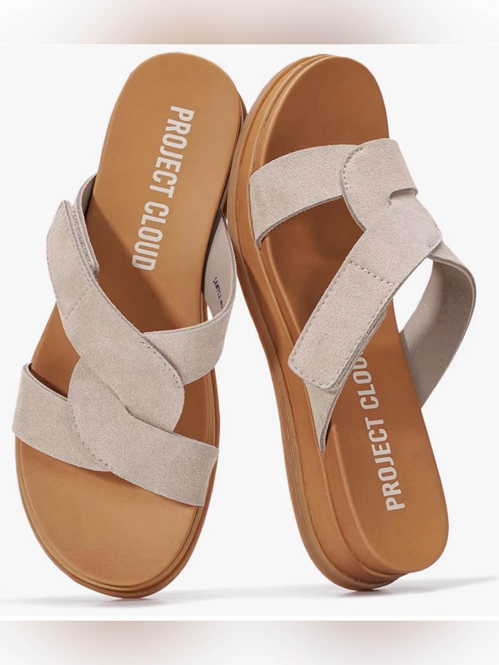 Project Cloud Low Wedge Sandals Women Cushioned Non Slip Slides 8.5